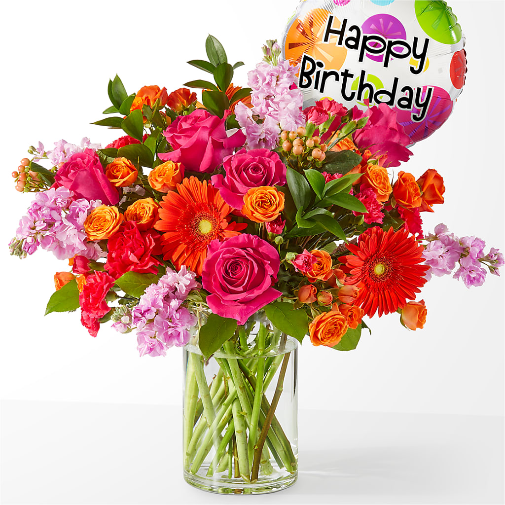 Fiesta Bouquet with Birthday Balloon – ETHEL'S THIS AND THAT, Galeton PA